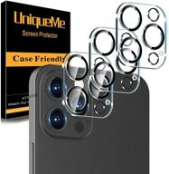 📷 [3-pack] uniqueme iphone 12 pro max 6.7" camera lens protector tempered glass - case friendly, scratch-resistant, easy installation - black circle logo