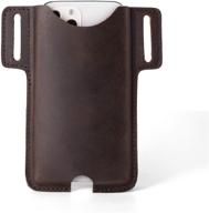 gentlestache leather belt cell phone holster case | genuine leather phone pouch sheath for iphone 12, 12 pro max, 11 pro max, xs max, 8 plus, galaxy s20 logo