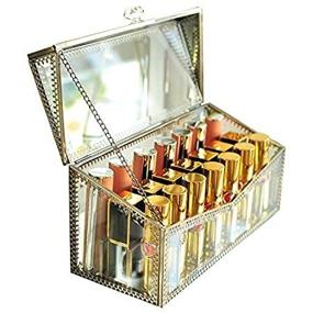 img 3 attached to 👄 Dust-Free Glass Lipstick Holder & Makeup Organizer with Removable Dividers - Vanity Cabinet for Lip Gloss, Eye Liner, and More - 21 Spaces