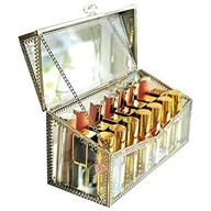 👄 dust-free glass lipstick holder & makeup organizer with removable dividers - vanity cabinet for lip gloss, eye liner, and more - 21 spaces logo