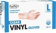 forpro disposable vinyl gloves, clear, industrial grade, powder-free, latex-free – large size, food safe, pack of 100 logo