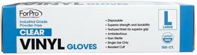 img 1 attached to ForPro Disposable Vinyl Gloves, Clear, Industrial Grade, Powder-Free, Latex-Free – Large Size, Food Safe, Pack of 100