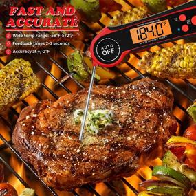 img 3 attached to 🍖 KASSO Digital Meat Thermometer: Waterproof, Backlit Instant Read Food Thermometer for Cooking, Candy, BBQ & More (Red)