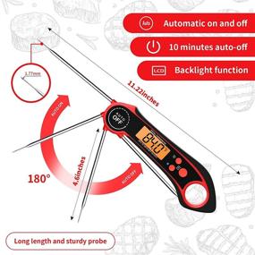 img 1 attached to 🍖 KASSO Digital Meat Thermometer: Waterproof, Backlit Instant Read Food Thermometer for Cooking, Candy, BBQ & More (Red)