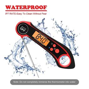 img 2 attached to 🍖 KASSO Digital Meat Thermometer: Waterproof, Backlit Instant Read Food Thermometer for Cooking, Candy, BBQ & More (Red)