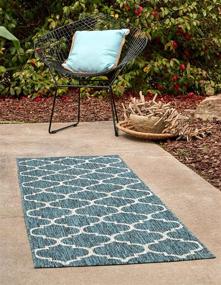 img 2 attached to Unique Loom Trellis Collection Area Rug: Moroccan Inspired Teal/Gray Runner, Indoor/Outdoor Décor, 2ft x 6ft