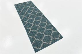 img 3 attached to Unique Loom Trellis Collection Area Rug: Moroccan Inspired Teal/Gray Runner, Indoor/Outdoor Décor, 2ft x 6ft