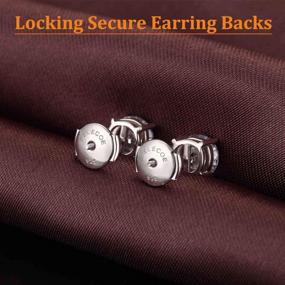 img 3 attached to 💎 DELECOE 925 Silver Hypoallergenic Earring Backs Replacements: 18K White Gold Plated Push Backs for Diamond Studs with Secure White Gold Locking System