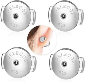 img 4 attached to 💎 DELECOE 925 Silver Hypoallergenic Earring Backs Replacements: 18K White Gold Plated Push Backs for Diamond Studs with Secure White Gold Locking System