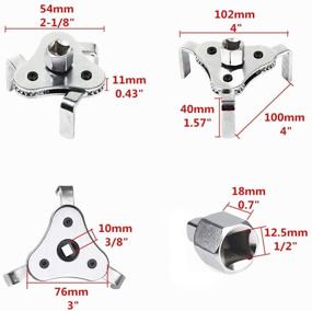 img 3 attached to 🔧 ANTFEES Universal 3 Jaw Oil Filter Wrench - Adjustable Removal Tool | 2 Way Socket | Fits Filters 2 1/8" to 4" | Includes Pair of Gloves