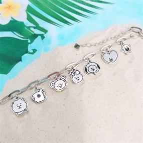 img 1 attached to 💎 Mshion Bangtan Boys BTS Bracelet: Stylish Women's Stainless Steel Pendant Link Jewelry for Jimin and Suga Fans