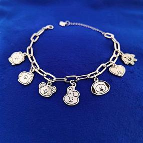 img 2 attached to 💎 Mshion Bangtan Boys BTS Bracelet: Stylish Women's Stainless Steel Pendant Link Jewelry for Jimin and Suga Fans