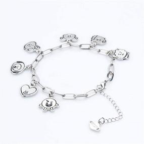 img 3 attached to 💎 Mshion Bangtan Boys BTS Bracelet: Stylish Women's Stainless Steel Pendant Link Jewelry for Jimin and Suga Fans