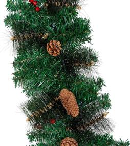 img 2 attached to 🎄 Joiedomi 9Ft Christmas Garland Prelit with 50 Lights: Bristle, Pine Cones, Holly Berries for Outdoor & Indoor Decor