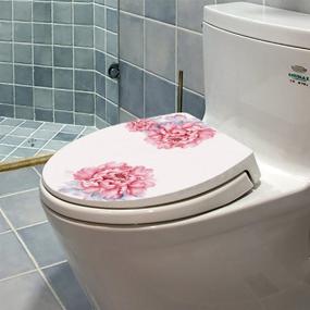 img 1 attached to 🌸 DNVEN Pink Bloom Peony Floral Flower Bathroom Decals - Toilet Seat Lid Cover Decor Stickers (13" x 15")