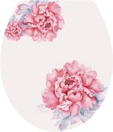 🌸 dnven pink bloom peony floral flower bathroom decals - toilet seat lid cover decor stickers (13" x 15") logo