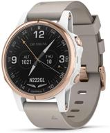 garmin d2 delta s: compact gps pilot watch with smartwatch features, heart rate monitor, and music - rose gold/beige leather band logo