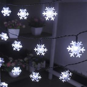 img 2 attached to 🎄 Xingpold Solar Christmas Lights: Waterproof 30ft 50 LED Snowflake String Lights – Ideal for Christmas Tree, Garden Parties, Fence Décor – 8 Modes, Cool White