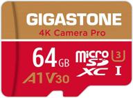 📷 gigastone 64gb micro sd card with 5-year data recovery | 4k camera pro | uhd video for gopro, action camera, wyze, dji, drone, nintendo-switch | r/w speeds up to 95/35mb/s | microsdxc memory card uhs-i u3 a1 v30 logo