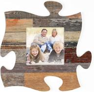 🎨 rustic 12 x 12 wall hanging wood puzzle piece photo frame - p. graham dunn multicolor distressed wood look with neutral tones логотип