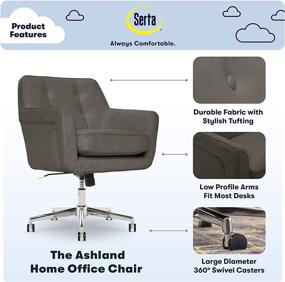 img 3 attached to 🪑 Serta Ashland Office Chair, Gray Bonded Leather - Stylish and Comfortable Seating for Home Office or Gathering Spaces