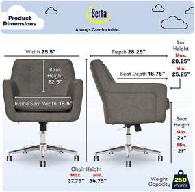 img 2 attached to 🪑 Serta Ashland Office Chair, Gray Bonded Leather - Stylish and Comfortable Seating for Home Office or Gathering Spaces