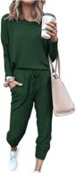 prettygarden women's two piece set - solid color pullover crewneck long sleeve tops and pants sweatsuits tracksuits logo