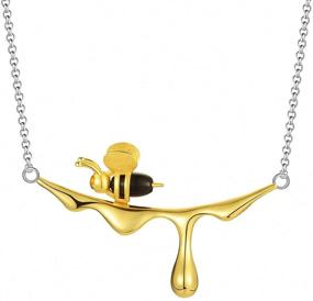 img 4 attached to 🐝 Elegant Lotus Fun S925 Sterling Silver Pendant Necklace: Bee and Dripping Honey Pendant with 18.5 inch Chain - Exquisite Handmade Jewelry Gift for Women and Girls