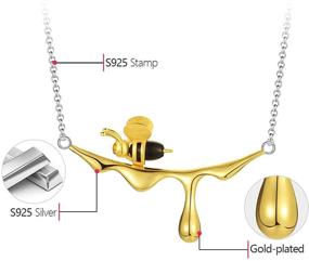 img 3 attached to 🐝 Elegant Lotus Fun S925 Sterling Silver Pendant Necklace: Bee and Dripping Honey Pendant with 18.5 inch Chain - Exquisite Handmade Jewelry Gift for Women and Girls