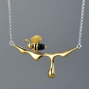 img 1 attached to 🐝 Elegant Lotus Fun S925 Sterling Silver Pendant Necklace: Bee and Dripping Honey Pendant with 18.5 inch Chain - Exquisite Handmade Jewelry Gift for Women and Girls