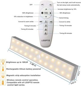 img 3 attached to 🔦 Pack of 3 Under Cabinet Lights with Remote Control | LDOPTO Dimmable 48-LED Rechargeable Motion Sensor Closet Lights | Wireless Under Counter Night Light for Kitchen, Stairs, Wardrobe, Hallway