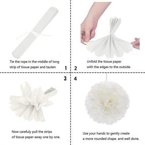 img 1 attached to 🌼 16-Piece Blue and White Tissue Paper Flowers Ball Pom Poms Craft Kit with Mixed Paper Lanterns - Ideal for Wedding, School Graduation, Birthday Party, Baby Shower, Bridal Shower Decorations