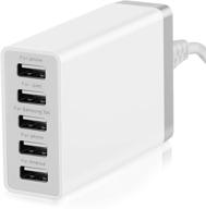 🔌 efficient and versatile desktop 5 port usb wall charger: 40w 8a charging station for multiple devices - cell phones, pads, android smartphones, and more logo