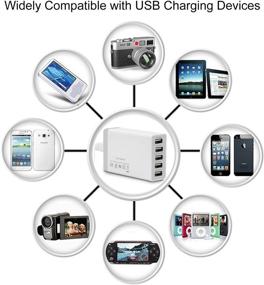 img 1 attached to 🔌 Efficient and Versatile Desktop 5 Port USB Wall Charger: 40W 8A Charging Station for Multiple Devices - Cell Phones, Pads, Android Smartphones, and More