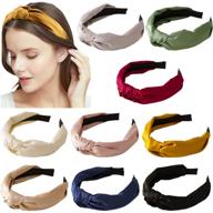 💁 chic and stylish 9-pack women's top knotted headbands - silk cross twist hairbands for fashionable ladies logo