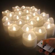 set of 12 topstone remote control led tea lights with warm white flickering bulb - timing electric candles, long lasting cr2450 battery powered candles for festival decoration and wedding логотип