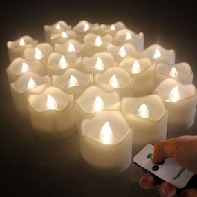 img 4 attached to Set of 12 Topstone Remote Control LED Tea Lights with Warm White Flickering Bulb - Timing Electric Candles, Long Lasting CR2450 Battery Powered Candles for Festival Decoration and Wedding