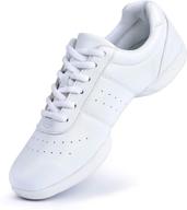 smapa women's white cheerleading dance shoes – fashion sneakers for cheer, tennis, athletic sport training logo