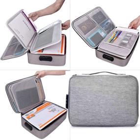 img 3 attached to 🔒 Secure and Spacious Oxford Document Organizer: Code Lock, Multi-Layer Pouches, Portable Bag for MacBook, Passport and Files – Grey