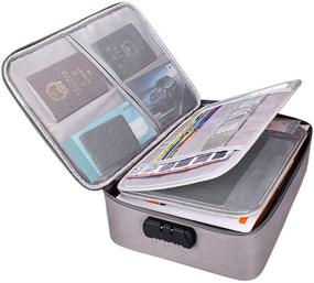 img 4 attached to 🔒 Secure and Spacious Oxford Document Organizer: Code Lock, Multi-Layer Pouches, Portable Bag for MacBook, Passport and Files – Grey