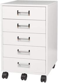 img 4 attached to 🗄️ White TOPSKY 5 Drawer Mobile Cabinet with Built-in Handle and Pre-Assembled Structure (Excluding Casters)