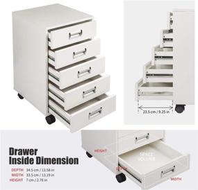 img 2 attached to 🗄️ White TOPSKY 5 Drawer Mobile Cabinet with Built-in Handle and Pre-Assembled Structure (Excluding Casters)