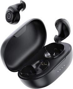 img 4 attached to 🎧 Wireless Earbuds E60: Bluetooth 5.0 with AptX Deep Bass, Noise Cancellation, IPX8 Waterproof, 48H Playtime, Wireless Charging Case, Type-C Dual Mics