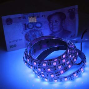 img 2 attached to 💡 Comboss LED UV Black Light Strip - 16.4ft, 300 SMD 5050 LEDs, 72W, Waterproof IP65, Flexible & durable design!