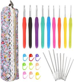 img 4 attached to 🧶 NuLink 28-Piece Crochet Hook Set: Ergonomic Grip, Blunt Needles, and Accessories Kit for Beginners, Adults, and Arthritic Hands, with Case Holders