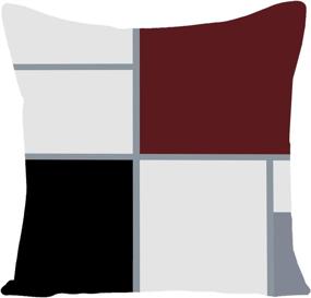 img 2 attached to 🍷 Modern Geometric Decorative Cushion Pillow Covers Set of 4 - Black Wine Red Grid Stripe Design - 18" x 18" - Stylish Home Décor with Hidden Zipper - Perfect for Couch or Bed