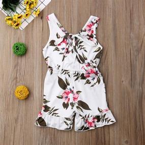 img 2 attached to 👗 Cute and Trendy Toddler Girl Flutter Sleeve/Sleeveless Romper Jumpsuit with Bowknot Detail - Ideal Botton Down Shirt Tops for your Little Fashionista