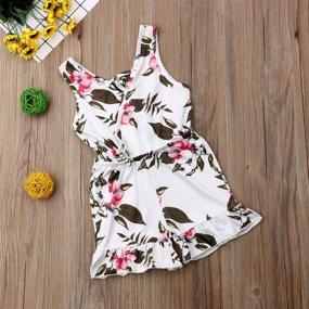 img 1 attached to 👗 Cute and Trendy Toddler Girl Flutter Sleeve/Sleeveless Romper Jumpsuit with Bowknot Detail - Ideal Botton Down Shirt Tops for your Little Fashionista