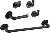 🚽 5-pack elibbren industrial pipe bathroom hardware fixture set - heavy duty diy wall mount accessories kit with robe hook, 18-inch towel bar, and toilet paper holder logo