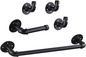 img 4 attached to 🚽 5-Pack Elibbren Industrial Pipe Bathroom Hardware Fixture Set - Heavy Duty DIY Wall Mount Accessories Kit with Robe Hook, 18-Inch Towel Bar, and Toilet Paper Holder